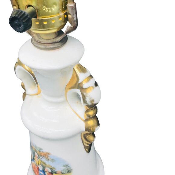 Vintage Glazed Gilded Porcelain Lamp, Table Lighting Decor, Classic French Victo - Picture 9 of 12